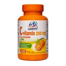 1x1 Vitaday C-vitamin 200 mg + D3-vitamin + Cink narancsízű rágótabletta 90db 1x1 Vitaday C-vitamin 200 mg + D3-vitamin + Cink narancsízű rágótabletta 90db