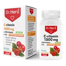 DR. Herz C-vitamin 1500mg+D3+Zn csipkebogyóval és acerola kivonattal 60 db tabletta