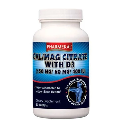 Kalcium/Magnézium Citrát és D3-vitamin 800 NE tabletta 60db Pharmekal