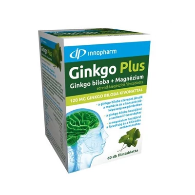 Ginkgo Plus - Ginkgo biloba + Magnézium Filmtabletta (60db) InnoPharm