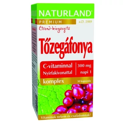 Tőzegáfonya Komplex Kapszula C-vitaminnal és Nyírfakivonattal 30db Naturland