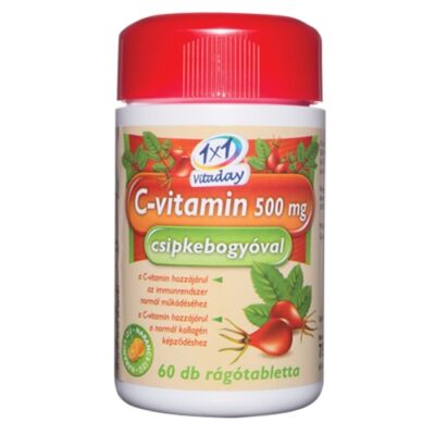 1x1 Vitaday C-vitamin 500mg csipkebogyóval rágótabletta 60db