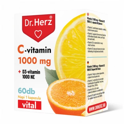 Dr. Herz C-vitamin 1000 mg + D3-vitamin 1000 NE kapszula 60 db