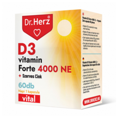 Dr. Herz D3-vitamin Forte 4000NE + Szerves Cink kapszula – 60db