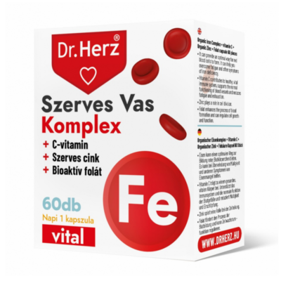 Dr. Herz SZERVES VAS KOMPLEX + C-vitamin + szerves cink + folát kapszula 60db