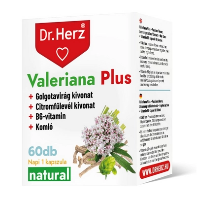 Dr. Herz VALERIANA Plus kapszula 60db - macsjagyökér, komló, golgotavirág, a jó alvás titka!