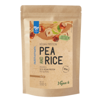 Pea &amp; Rice Vegan Protein - mogyoró - 500g Nutriversum -  Ki mondta, hogy a vegán fehérjék nem finomak?