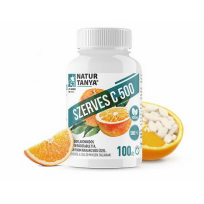 Natur Tanya® C-vitamin rágótabletta. 500mg citrus bioflavonoidokkal, narancs ízben