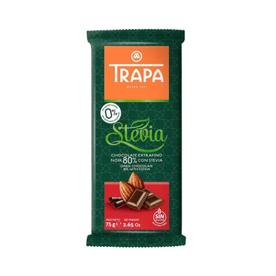 TRAPA Stevia Noir 80% - Steviás étcsokoládé 80% kakaótartalommal 75g